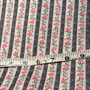 Vintage denim 44 x 42 Floral Striped fabric - Pink‎ and Gray 100
